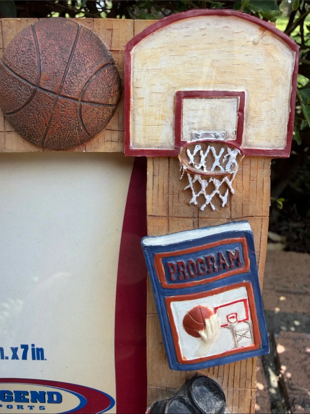 Russ Berrie 3D Hand Painted Resin basketball-themed 5X7 Picture Frame